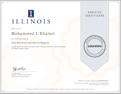 A Faculty Member in the Computer Engineering Department, Mr. Mohammed Khaleel, received a new certificate